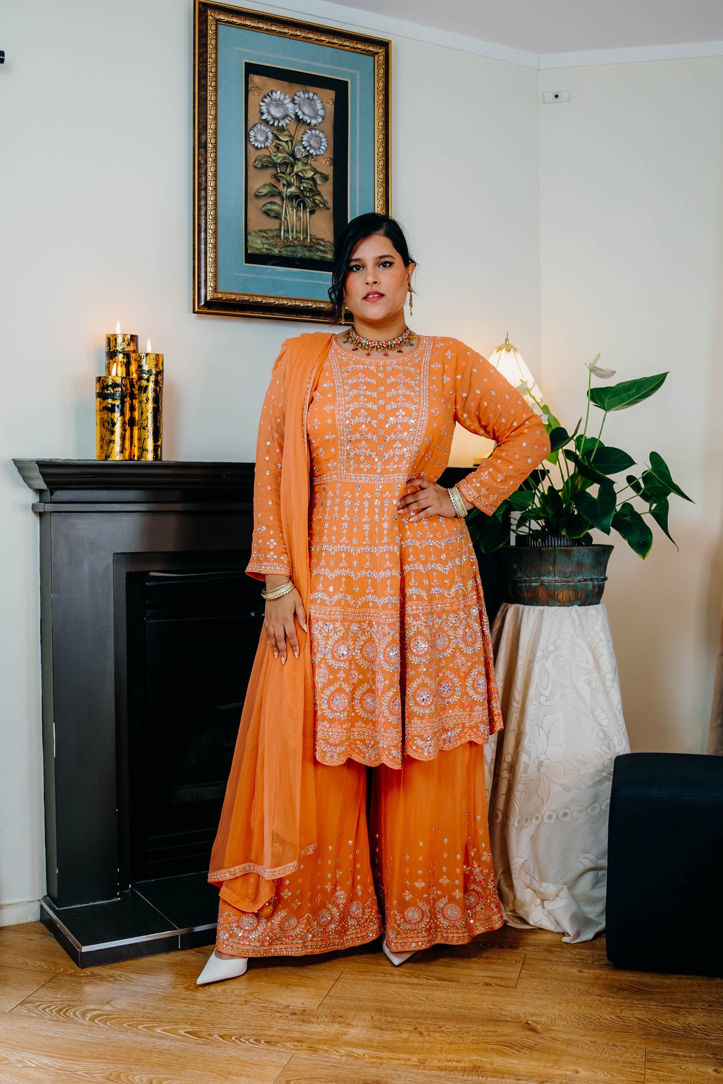 Peplum Crepe Chiffon Sharara