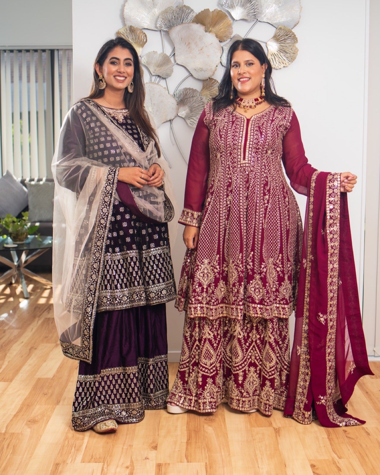Maroon Gold Thread Work Sharara Set