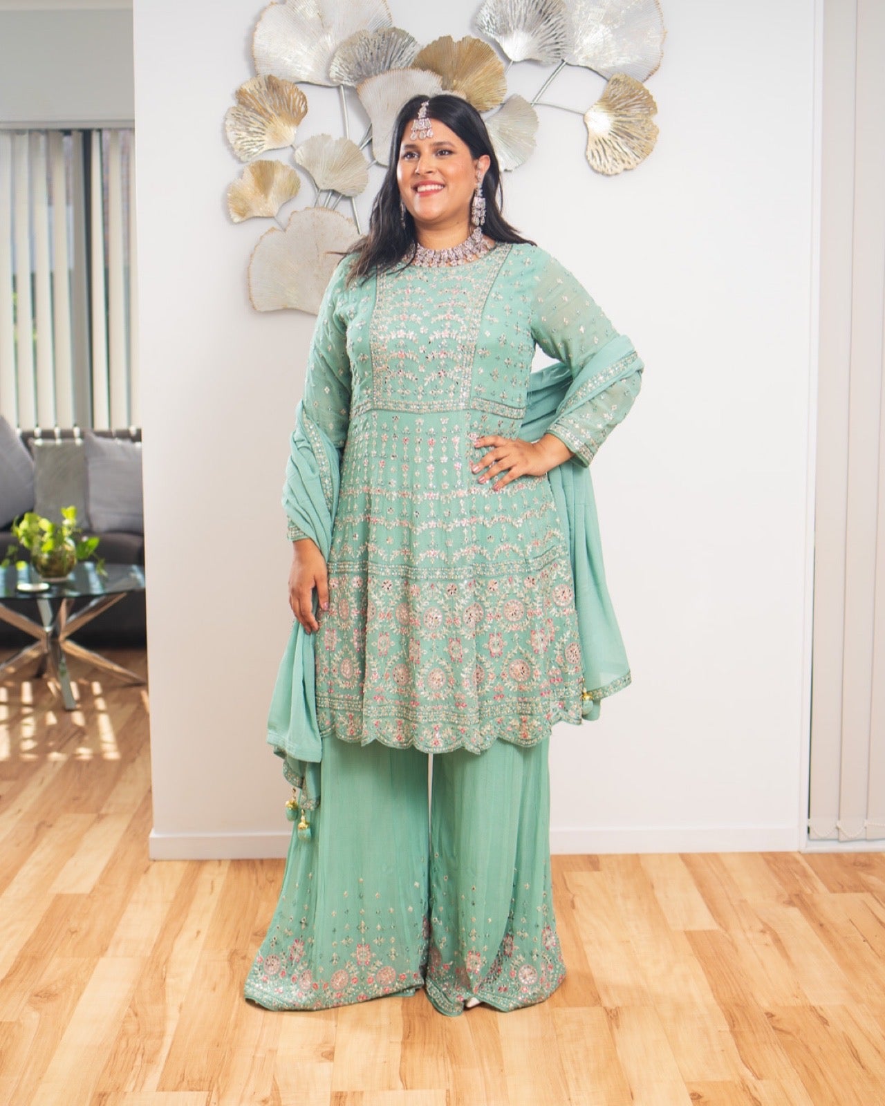 Peplum Crepe Chiffon Sharara
