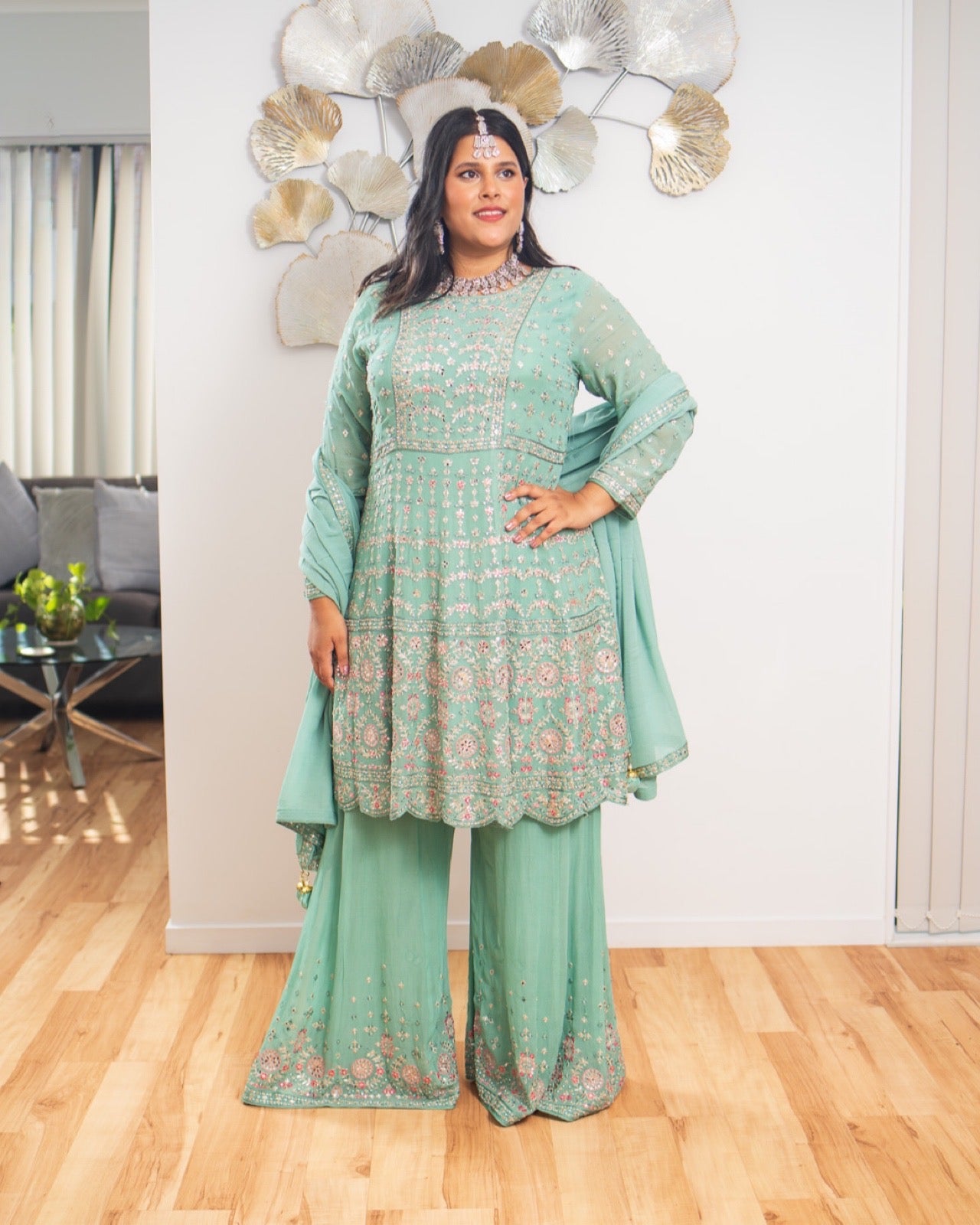Peplum Crepe Chiffon Sharara