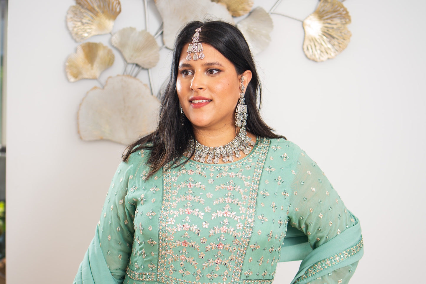 Peplum Crepe Chiffon Sharara