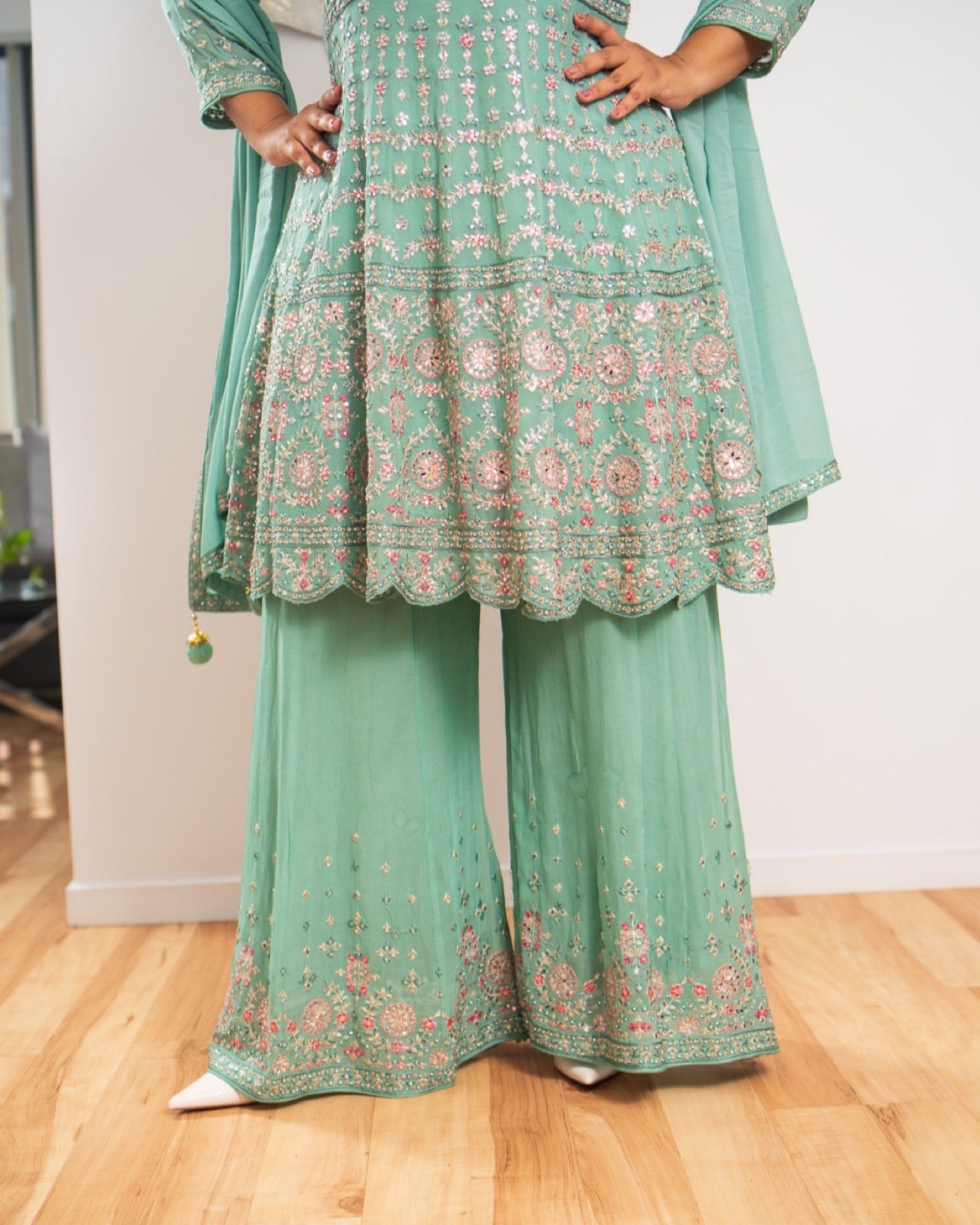 Peplum Crepe Chiffon Sharara
