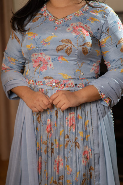 Floral Crepe Fusion Gown