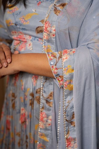 Floral Crepe Fusion Gown