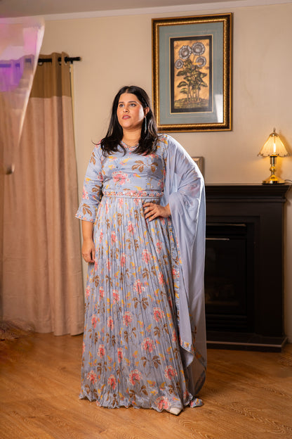 Floral Crepe Fusion Gown