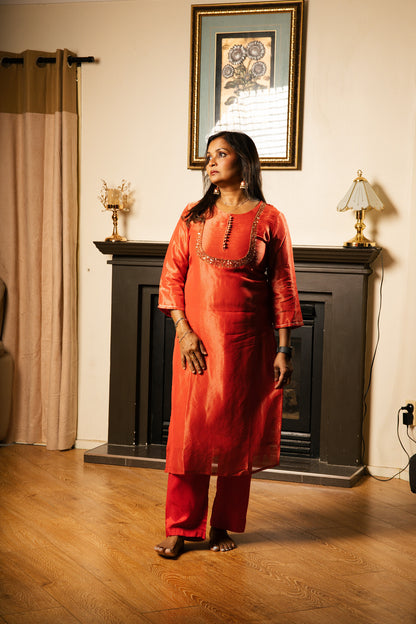 Straight Suit with Embroidered Yoke & Printed Dupatta