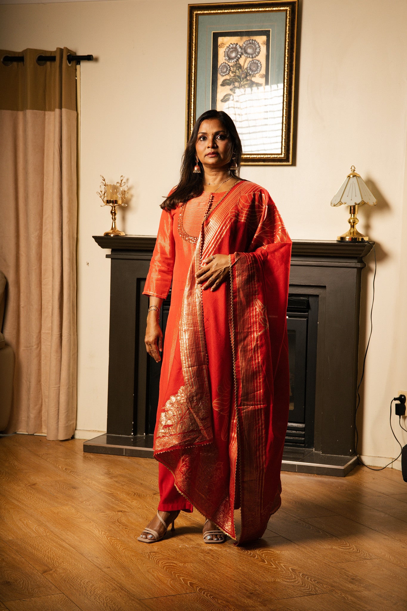 Straight Suit with Embroidered Yoke & Printed Dupatta