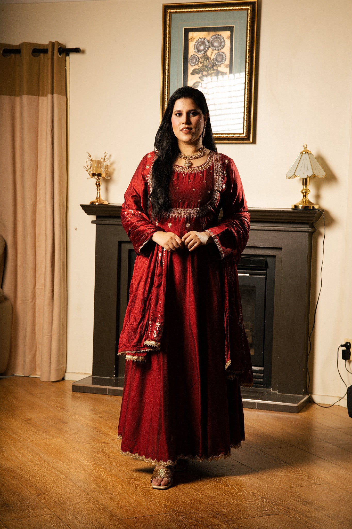Royal Silk Anarkali Suit Set with Embroidered Dupatta