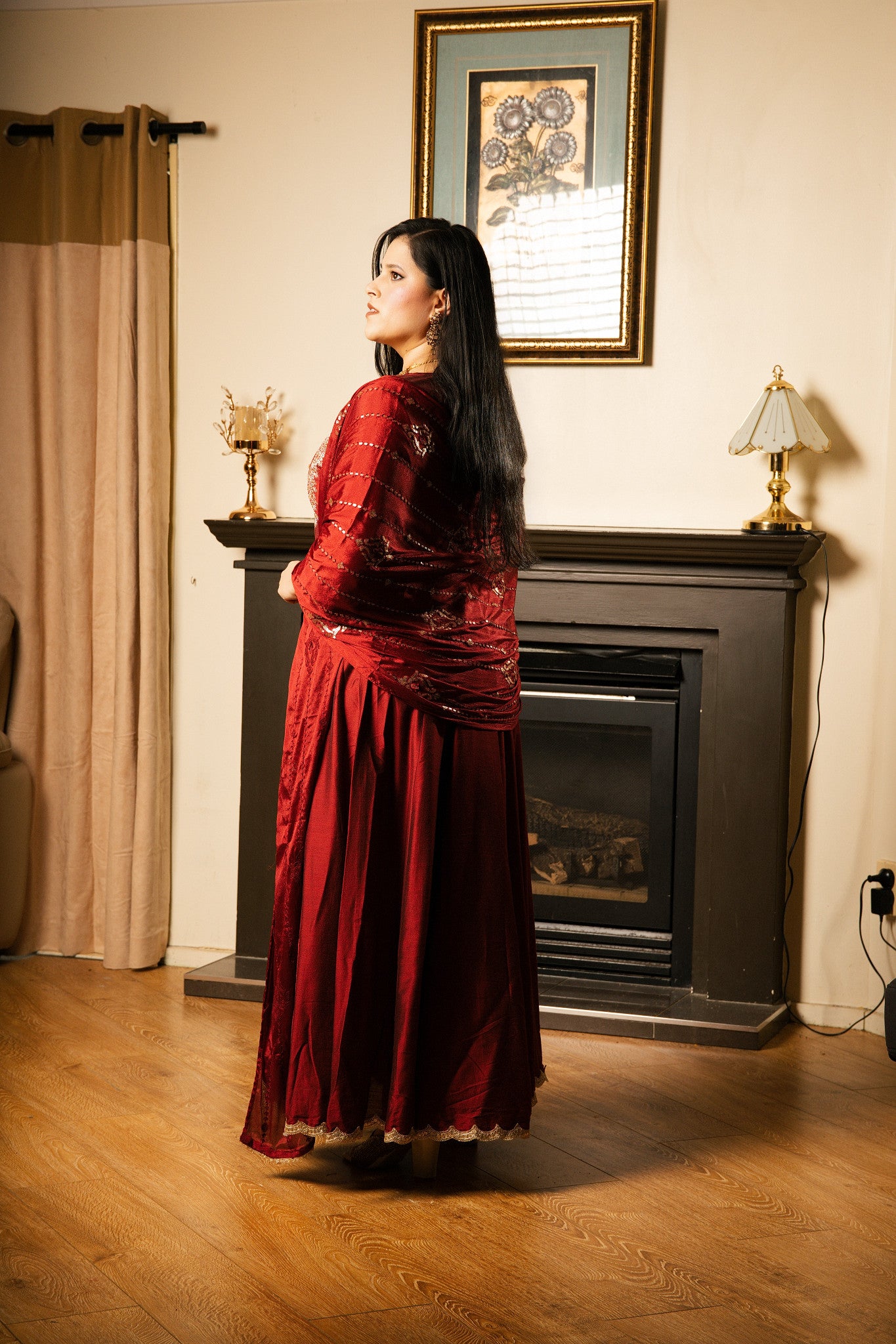 Royal Silk Anarkali Suit Set with Embroidered Dupatta