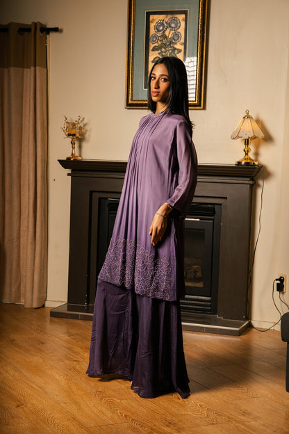 Ombre Pleated Co-ord Set with Cutdana Work (No Dupatta)