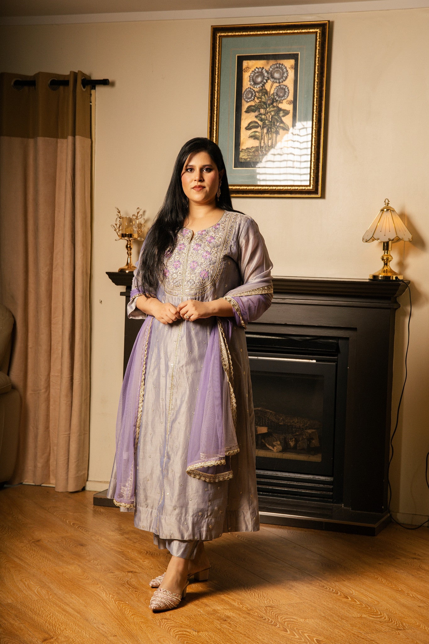 Anarkali with Net Double-Shade Dupatta