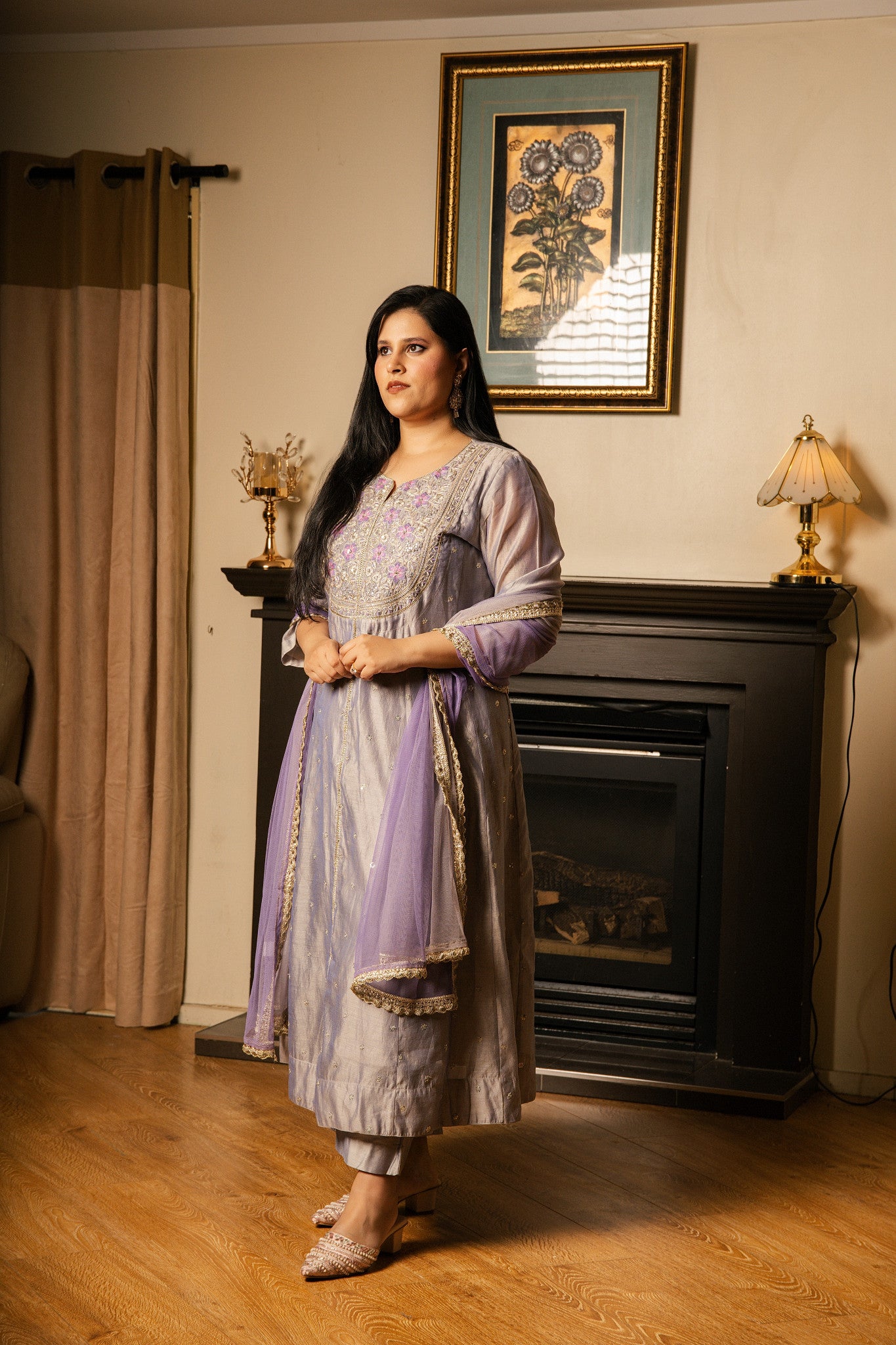 Anarkali with Net Double-Shade Dupatta