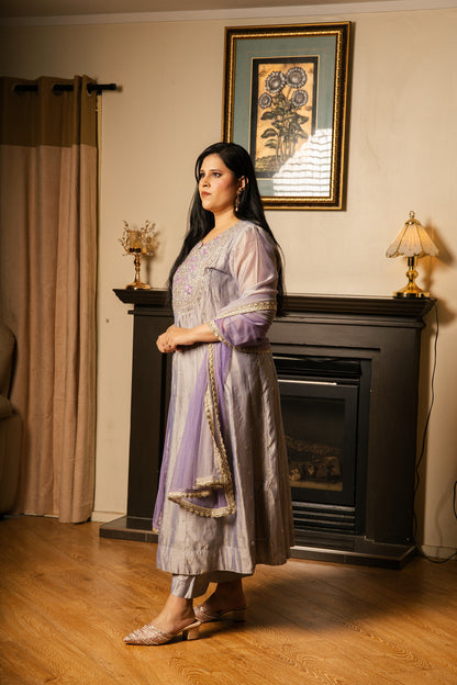 Anarkali with Net Double-Shade Dupatta