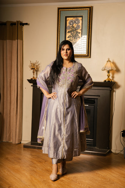 Anarkali with Net Double-Shade Dupatta