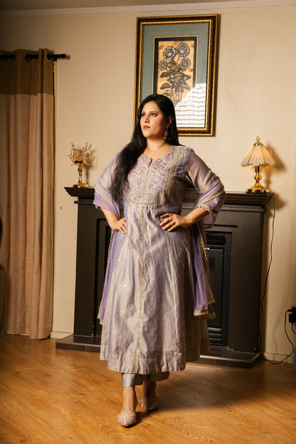 Anarkali with Net Double-Shade Dupatta