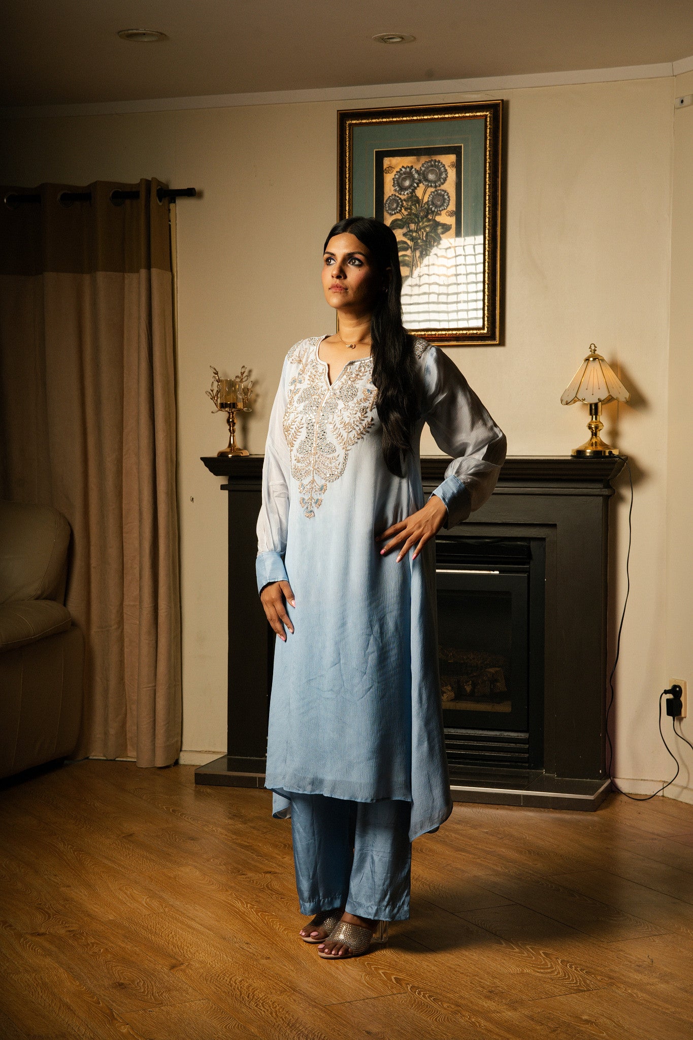 Ombre Chiffon Suit with Handwork (Cutdana & Beads)