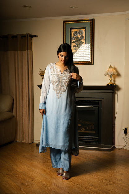 Ombre Chiffon Suit with Handwork (Cutdana & Beads)