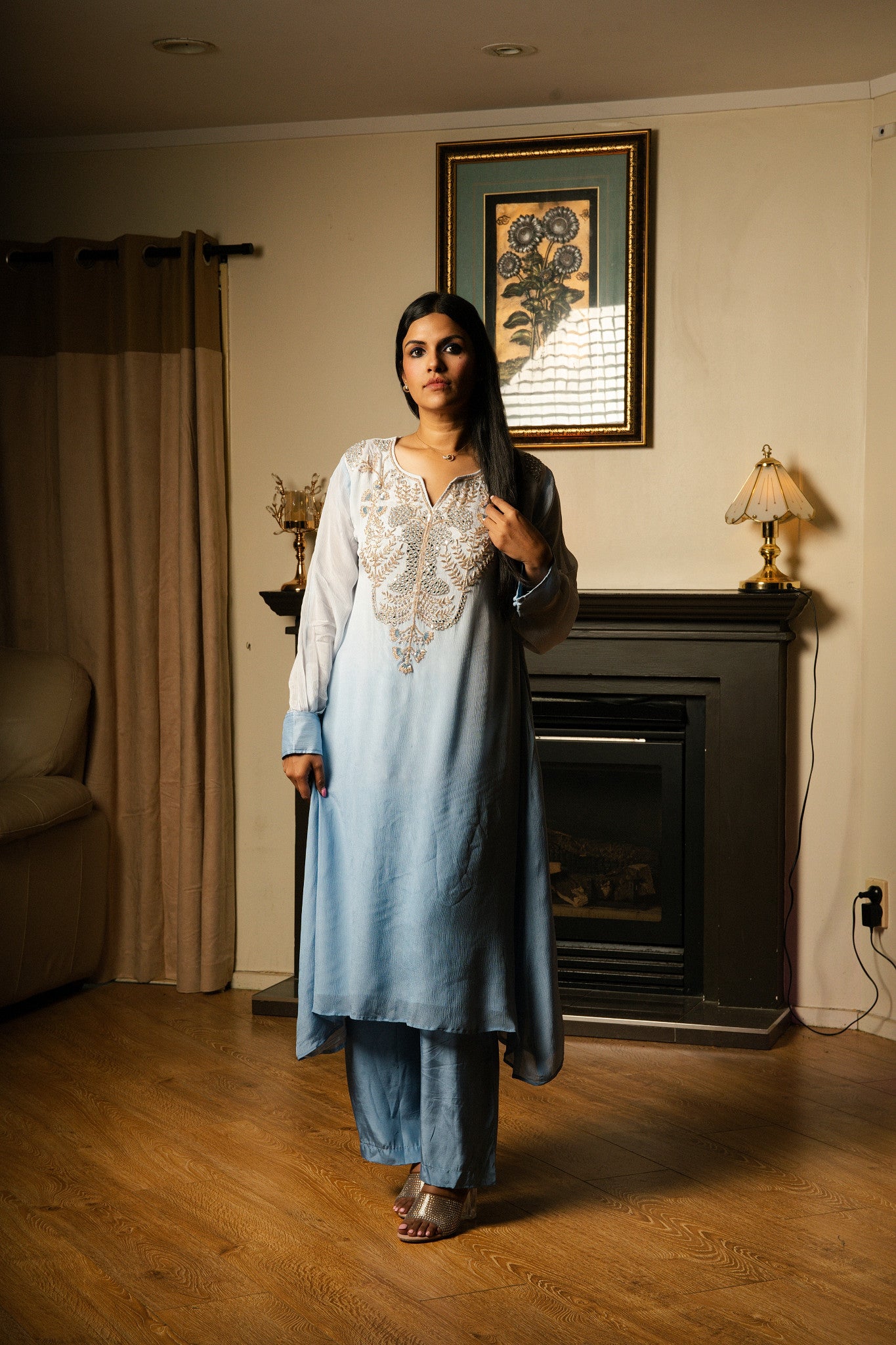 Ombre Chiffon Suit with Handwork (Cutdana & Beads)