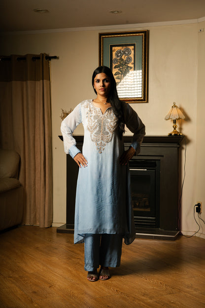 Ombre Chiffon Suit with Handwork (Cutdana & Beads)