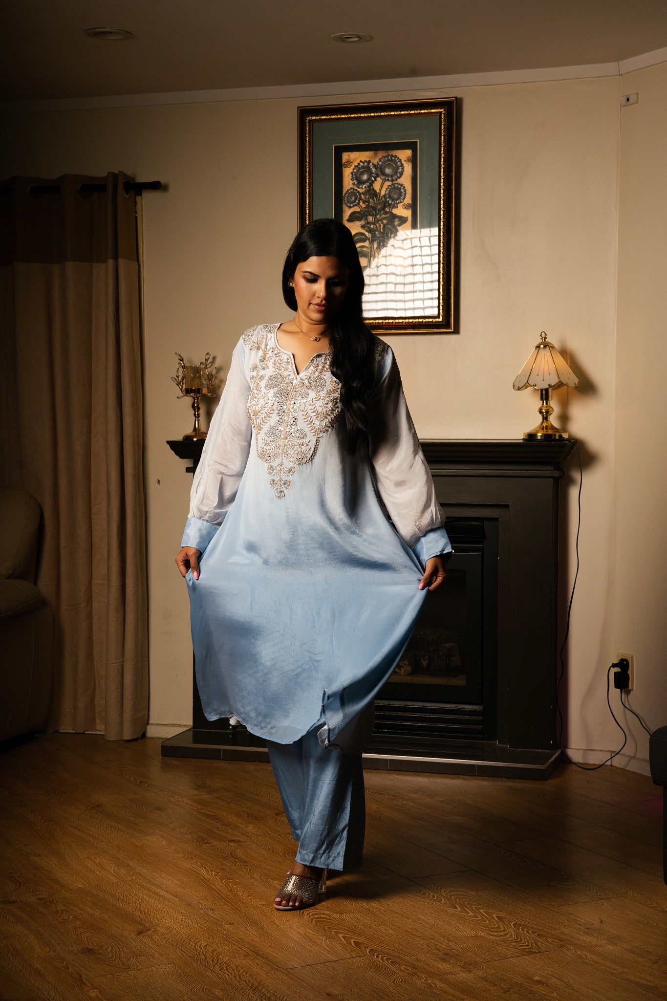 Ombre Chiffon Suit with Handwork (Cutdana & Beads)