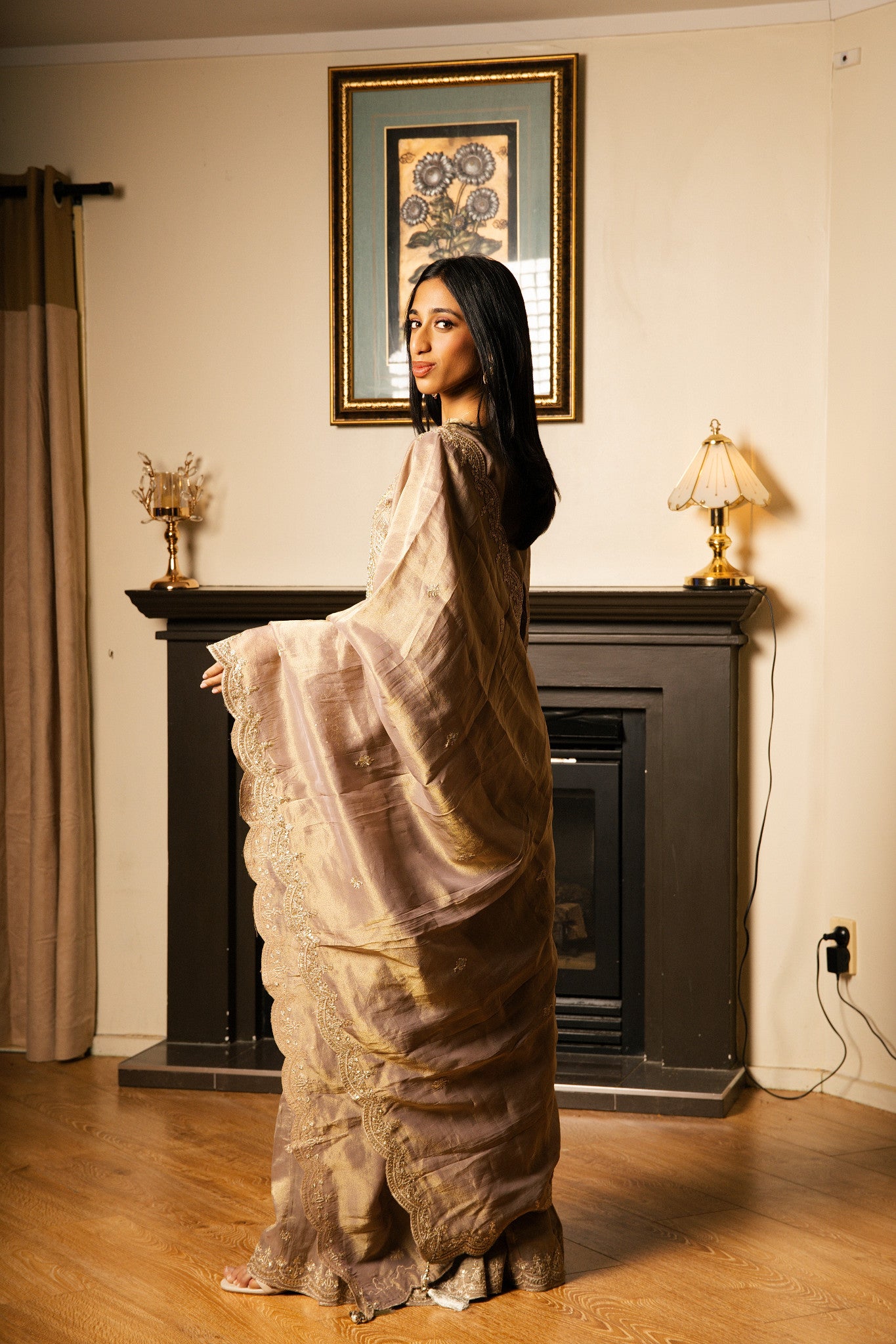 Sharara Set with Zari Handwork (Pakistani Sleeves)