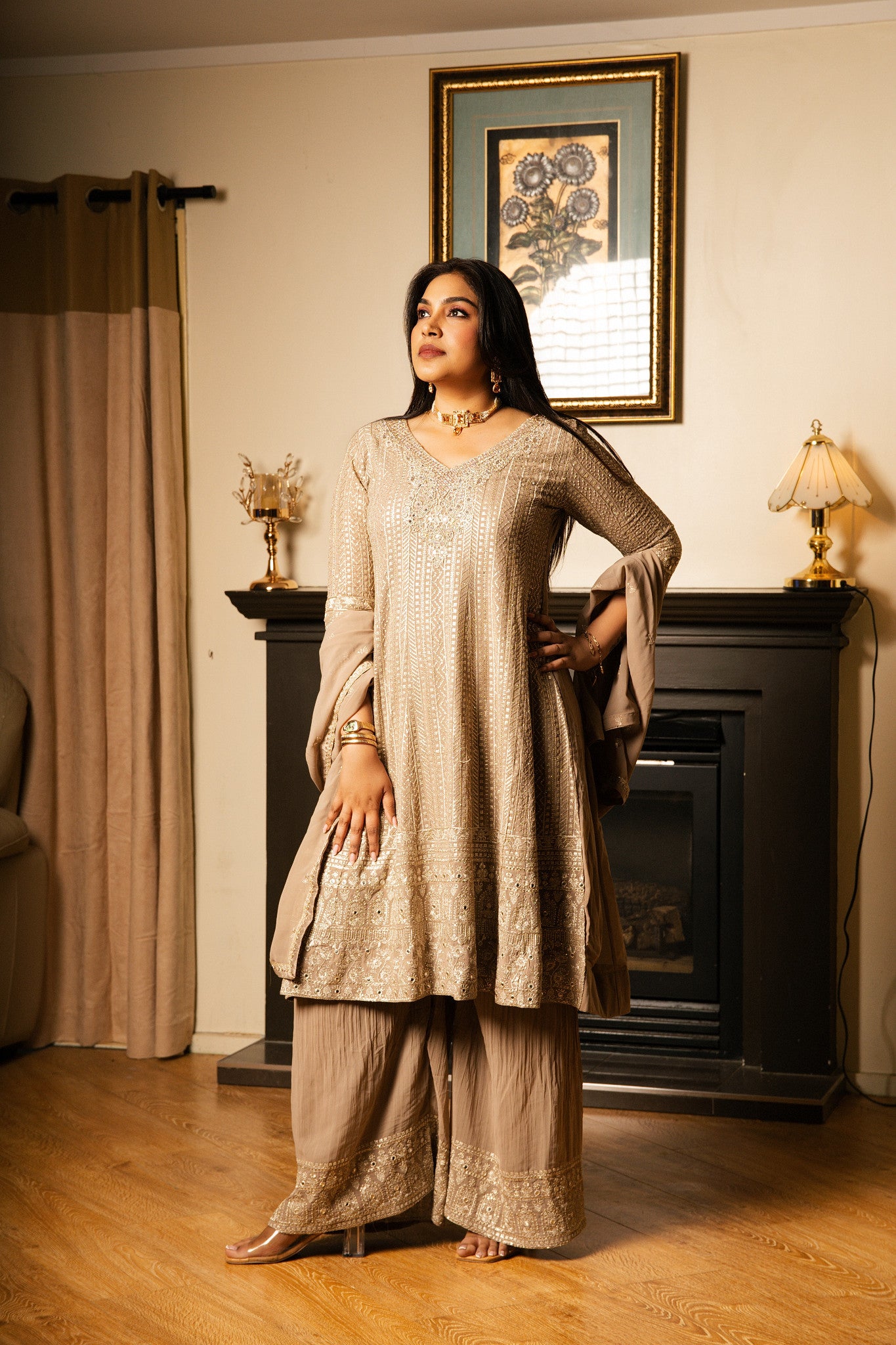 Sharara Set with Sequin & Zari Work