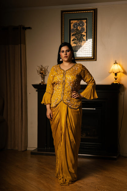 Dhoti Saree (Pre-Stitched) with Sequin Jacket