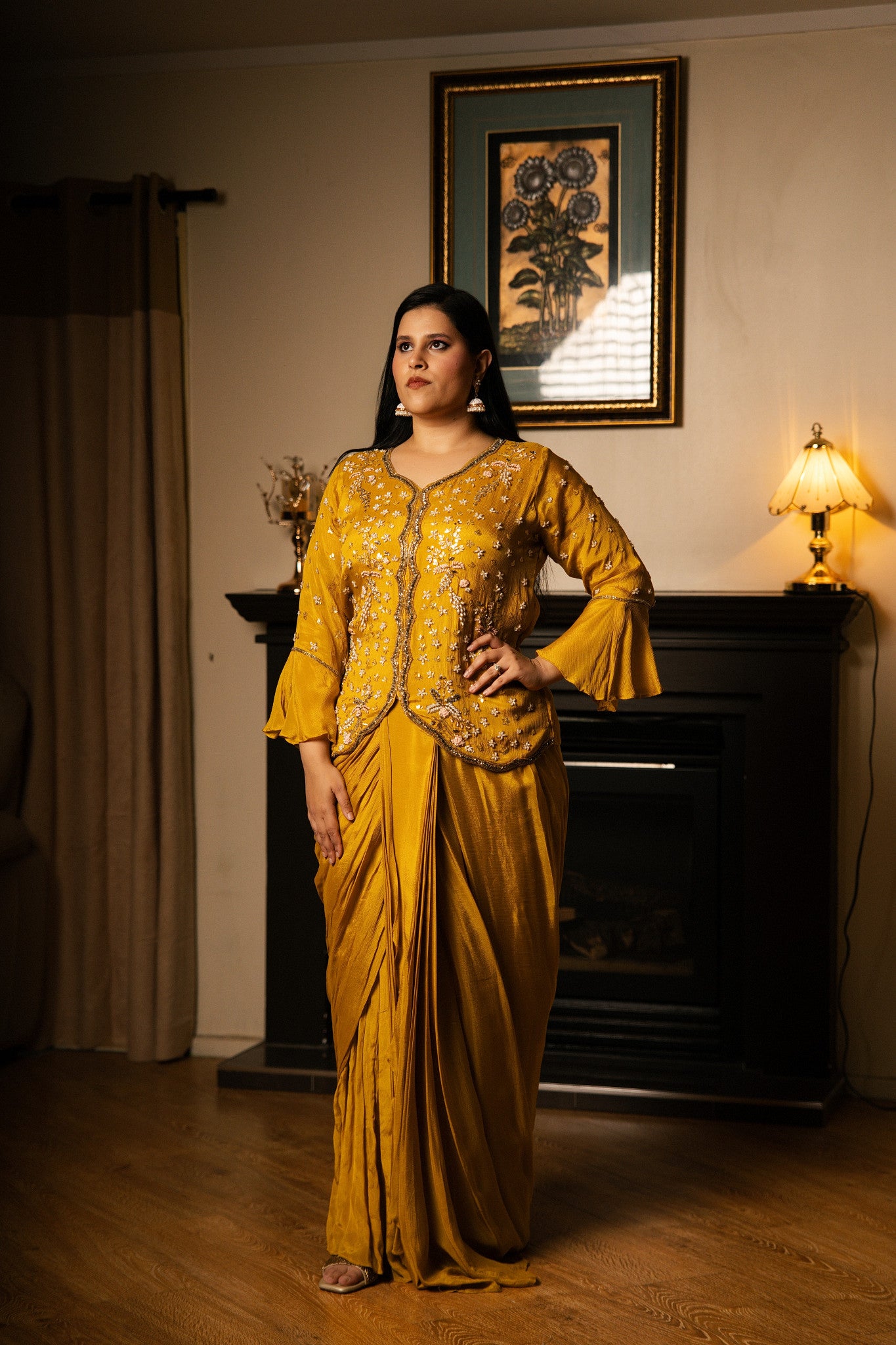 Dhoti Saree (Pre-Stitched) with Sequin Jacket