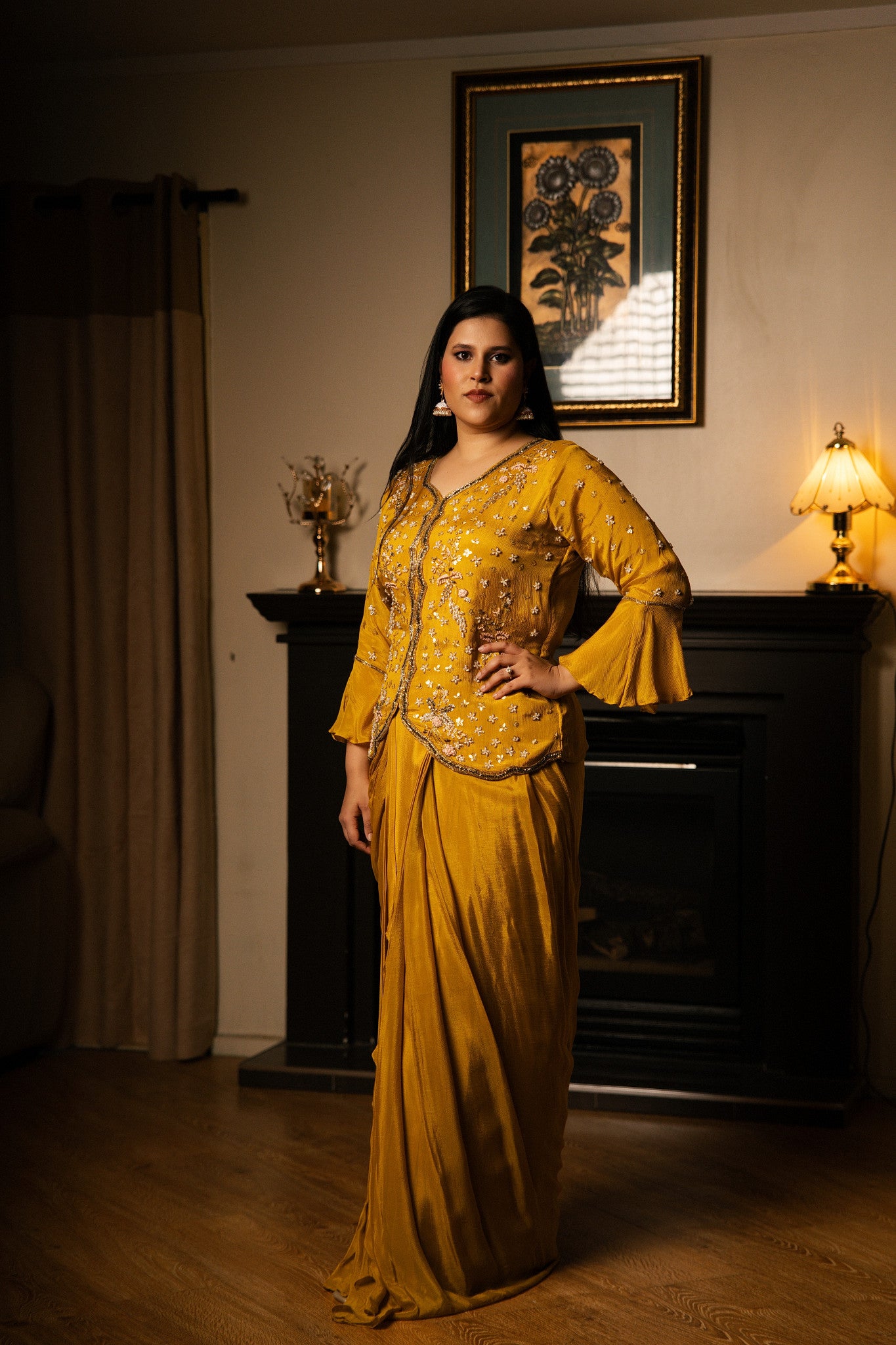 Dhoti Saree (Pre-Stitched) with Sequin Jacket