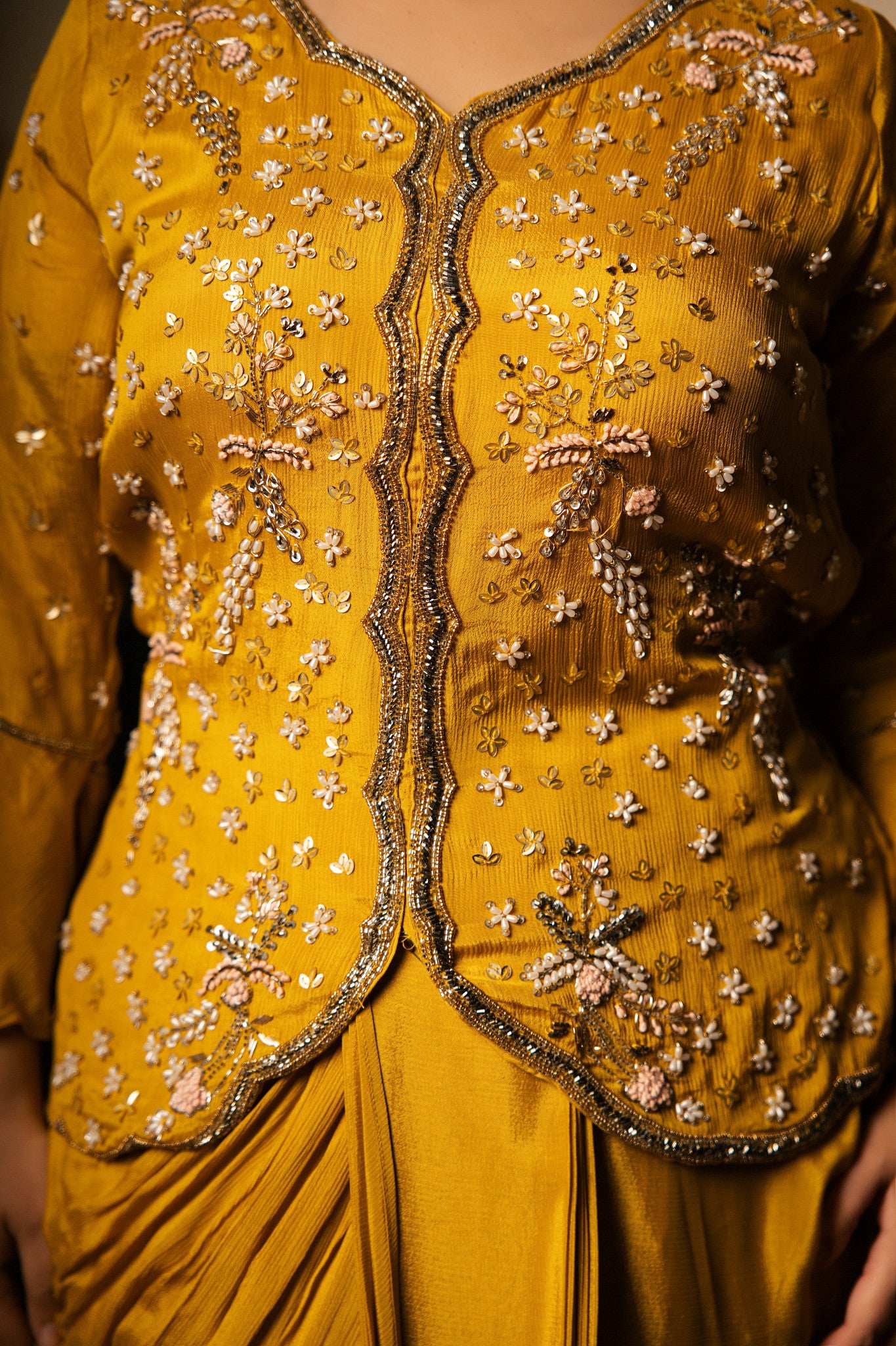 Dhoti Saree (Pre-Stitched) with Sequin Jacket