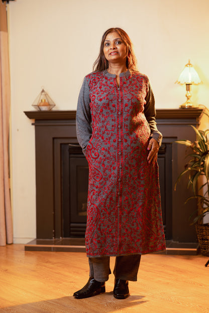 Knit Wool Pant and Shirt Set with Fine Ari Work