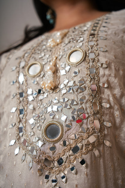 Banarasi Crepe Suit with Furshi Salwar & Mirror Work