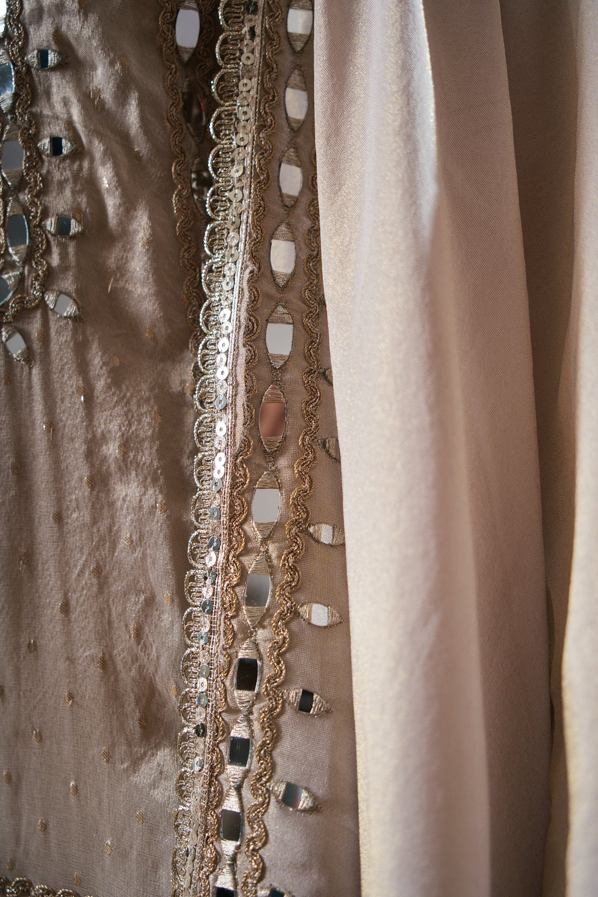 Banarasi Crepe Suit with Furshi Salwar & Mirror Work