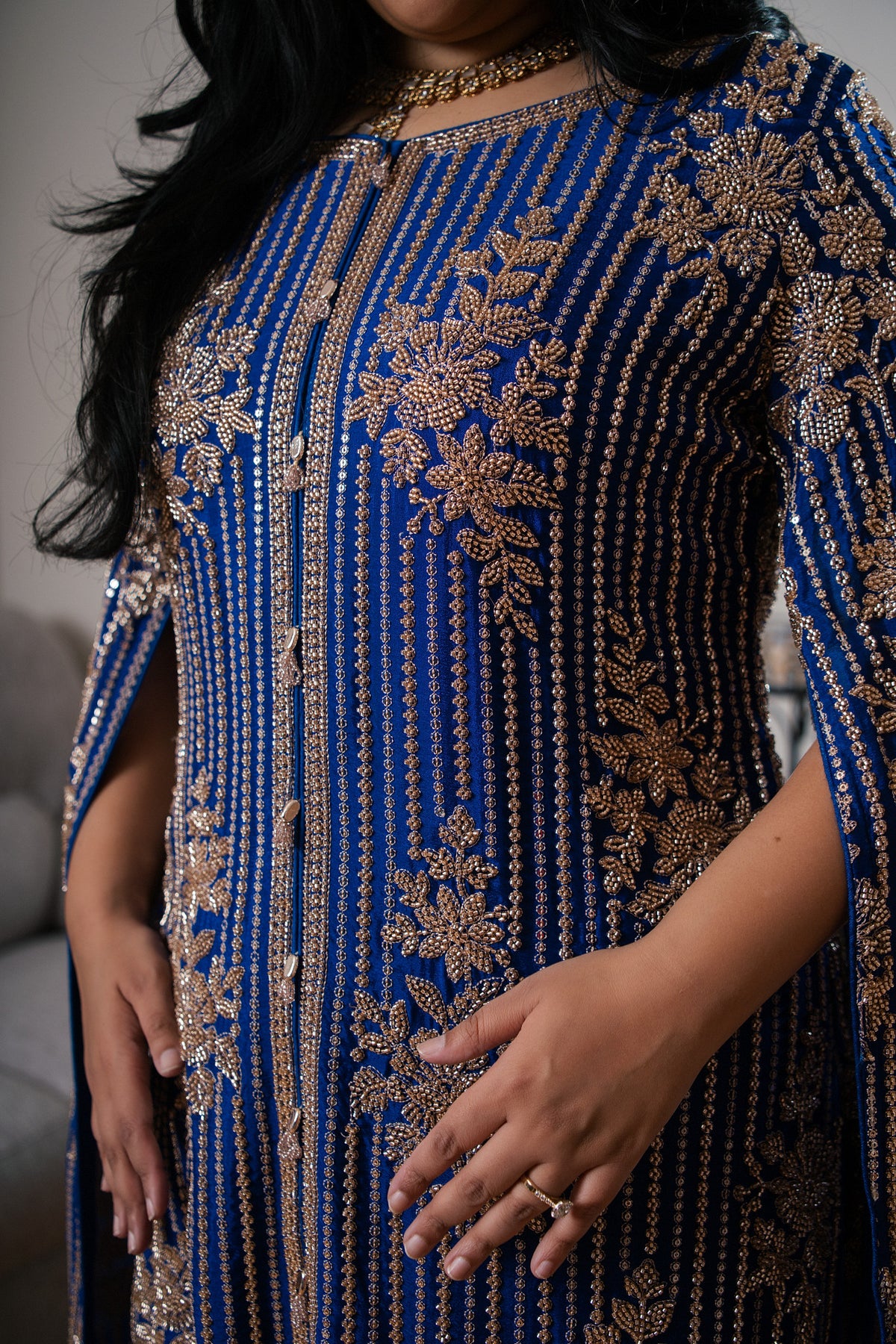 Crepe Georgette Suit with Gharara Sleeves & Hand Embroidery