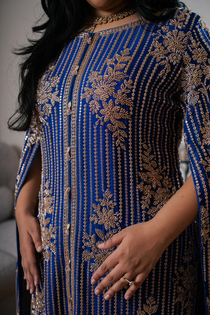 Crepe Georgette Suit with Gharara Sleeves & Hand Embroidery
