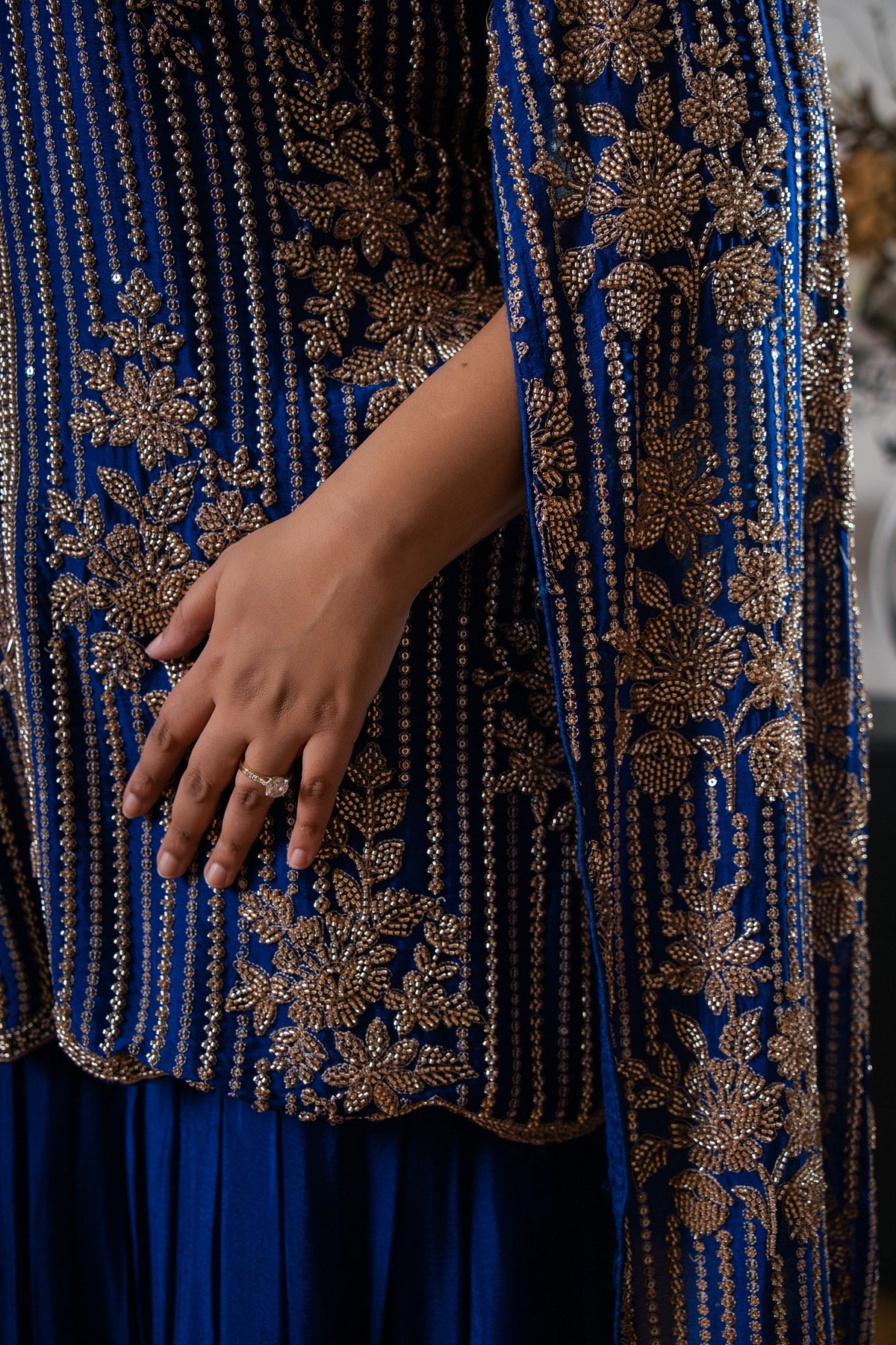 Crepe Georgette Suit with Gharara Sleeves & Hand Embroidery