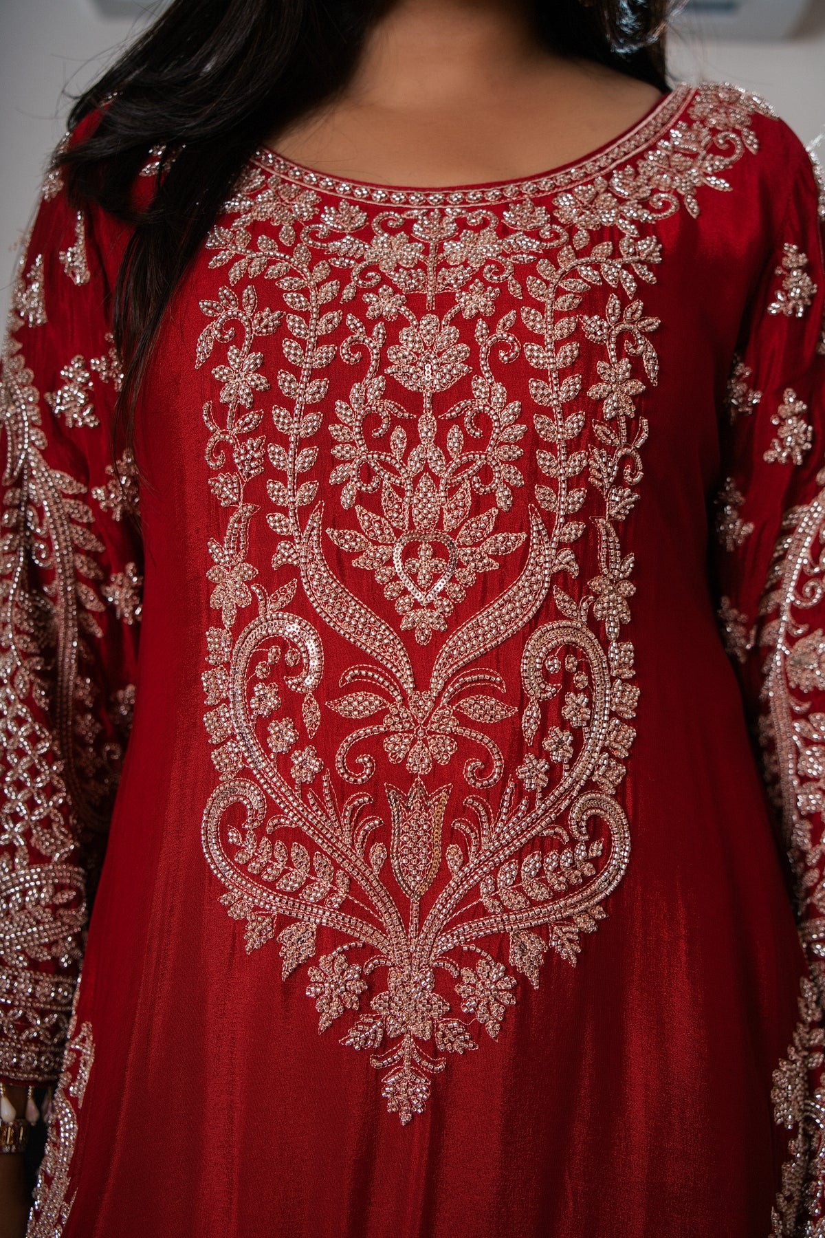 Crepe Georgette Suit with Hand Bead Work & Embroidered Gharara