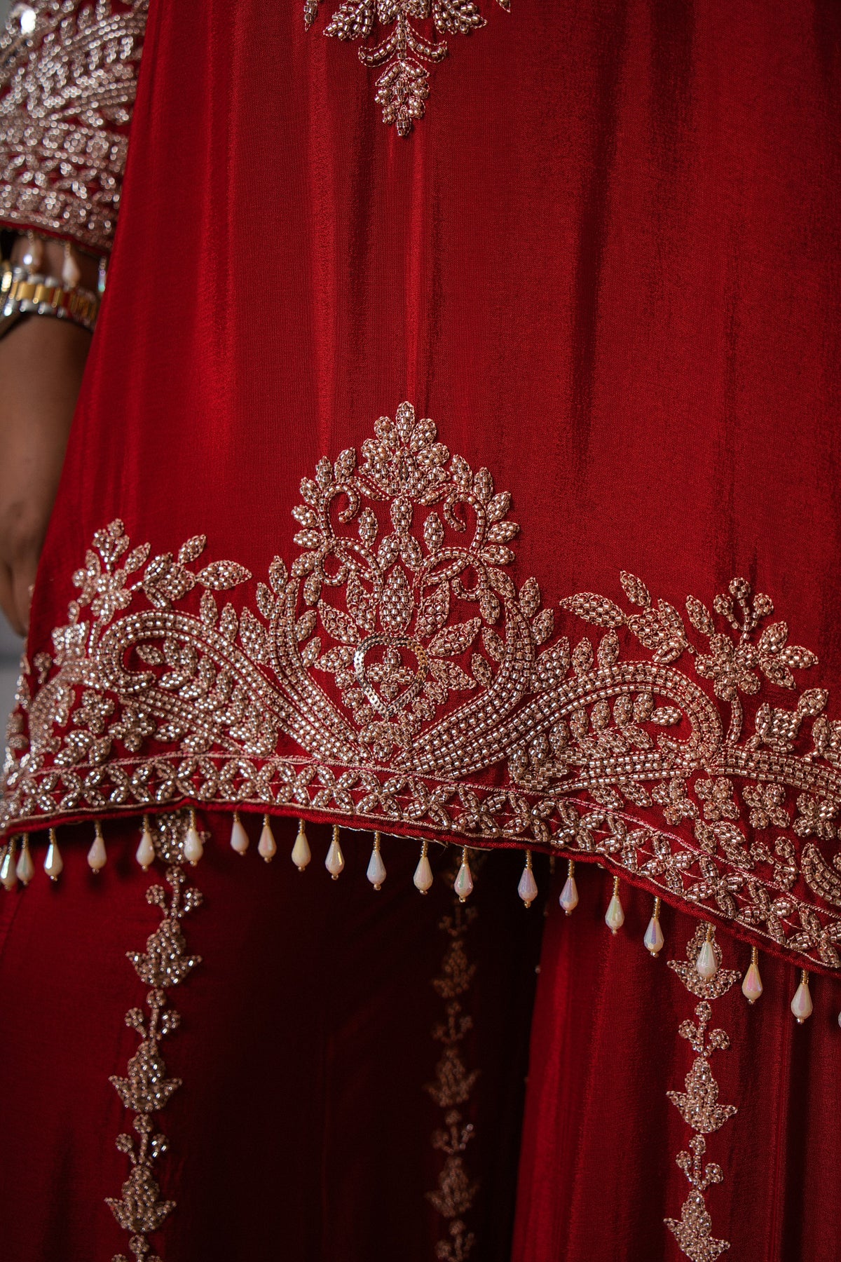 Crepe Georgette Suit with Hand Bead Work & Embroidered Gharara