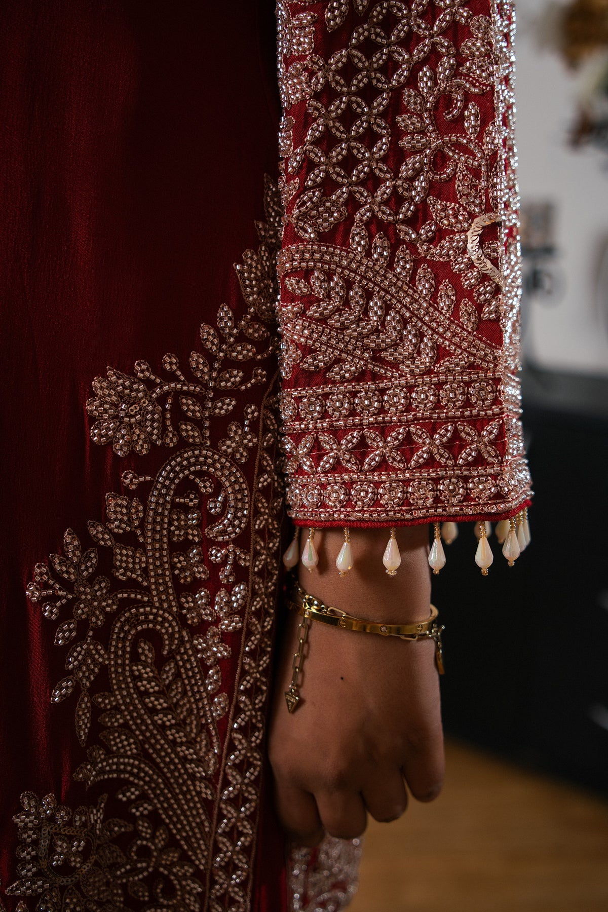 Crepe Georgette Suit with Hand Bead Work & Embroidered Gharara
