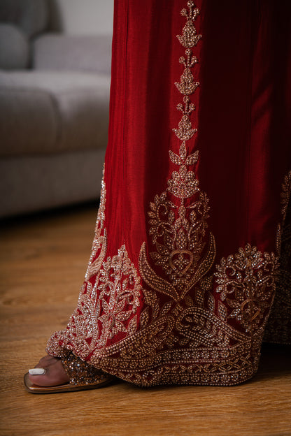 Crepe Georgette Suit with Hand Bead Work & Embroidered Gharara