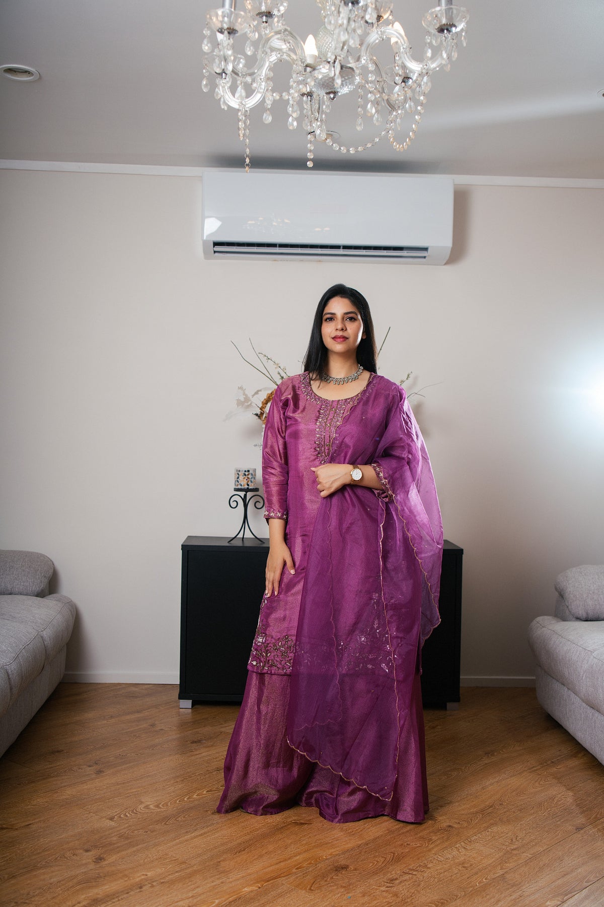 Banarasi Chinon Sharara Set with Gotta Patti Work