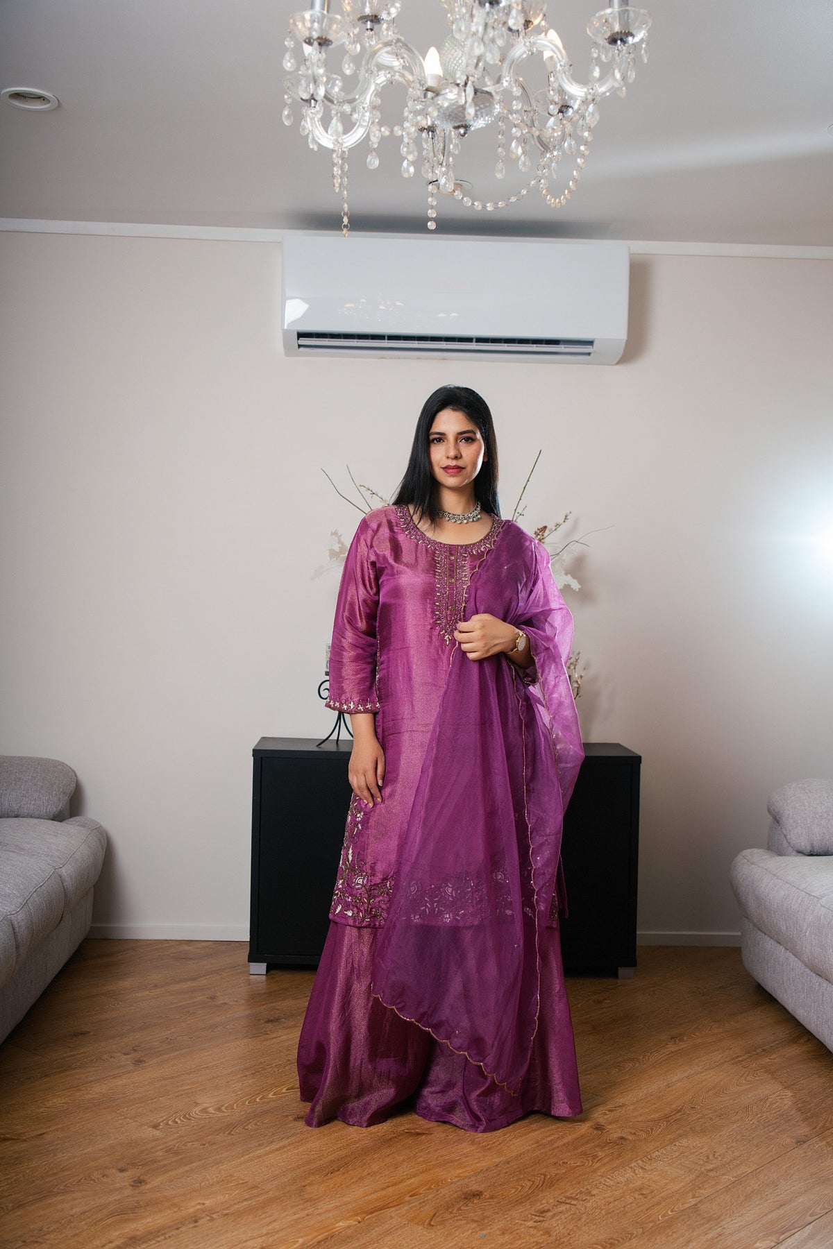 Banarasi Chinon Sharara Set with Gotta Patti Work