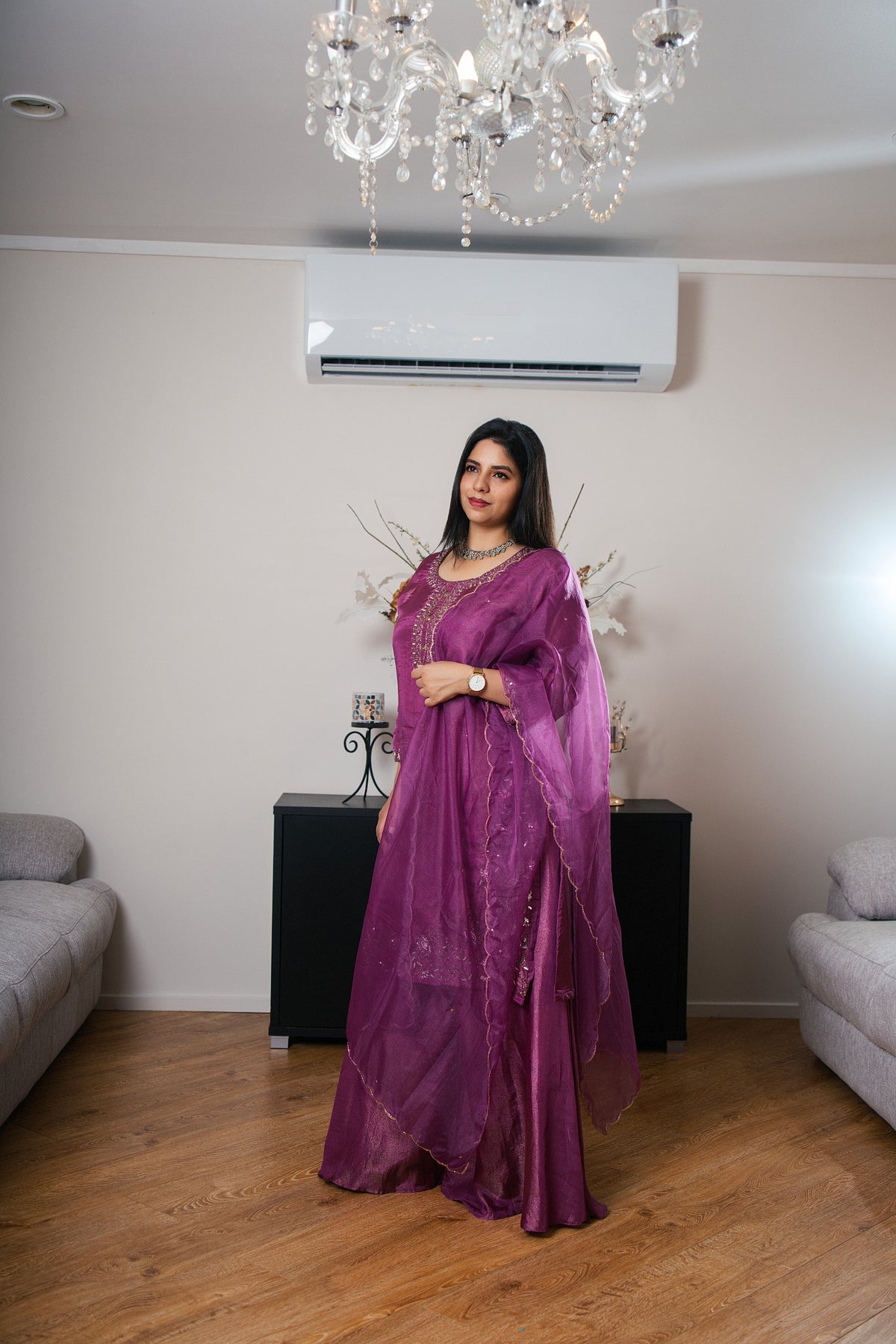 Banarasi Chinon Sharara Set with Gotta Patti Work