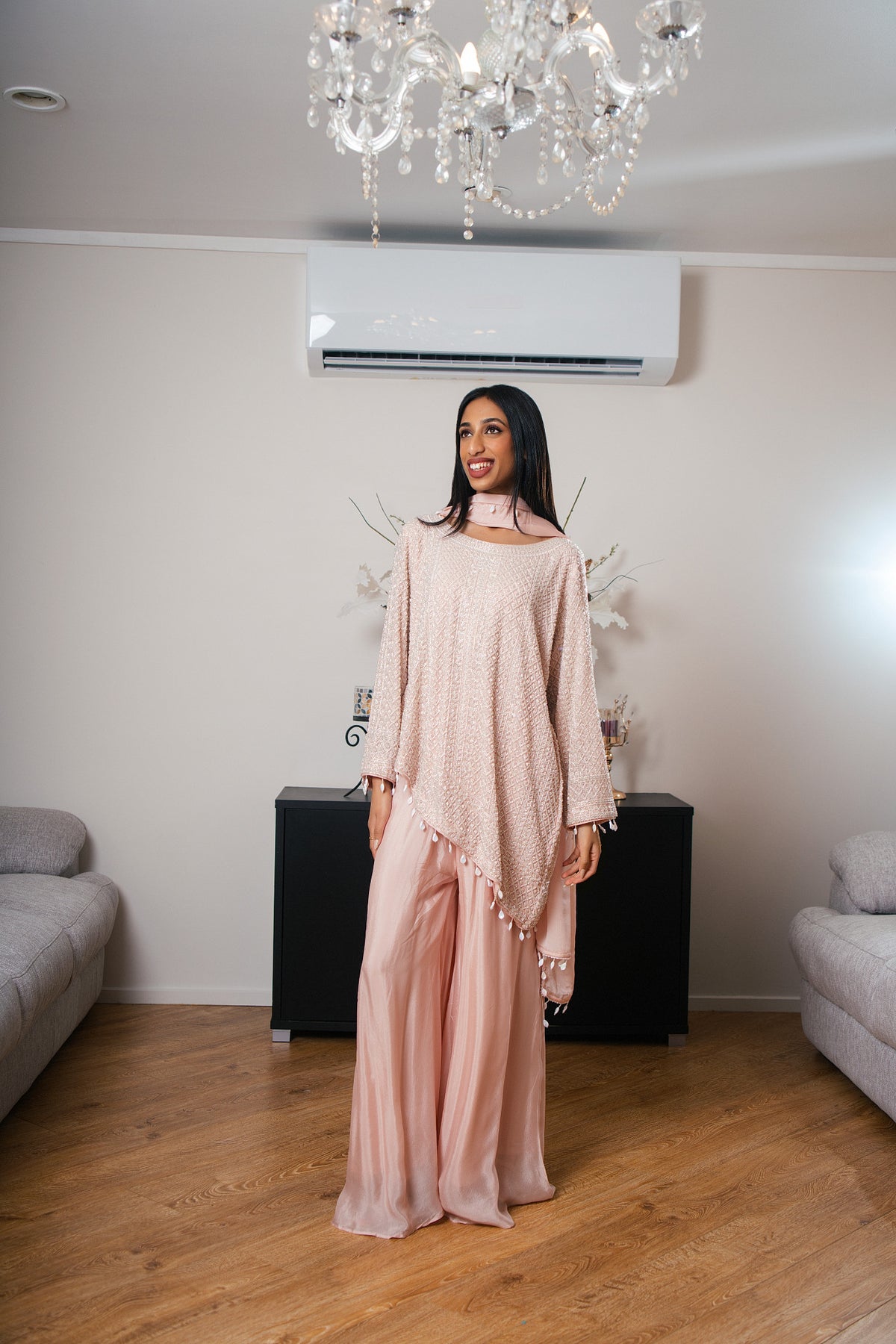 Crepe Georgette Suit with Hand Bead Work