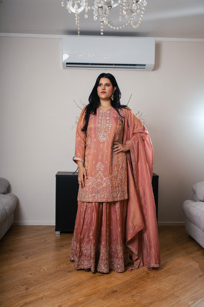 Dusty Rose Lehenga Set with Sequin, Pearl & Nikki Work
