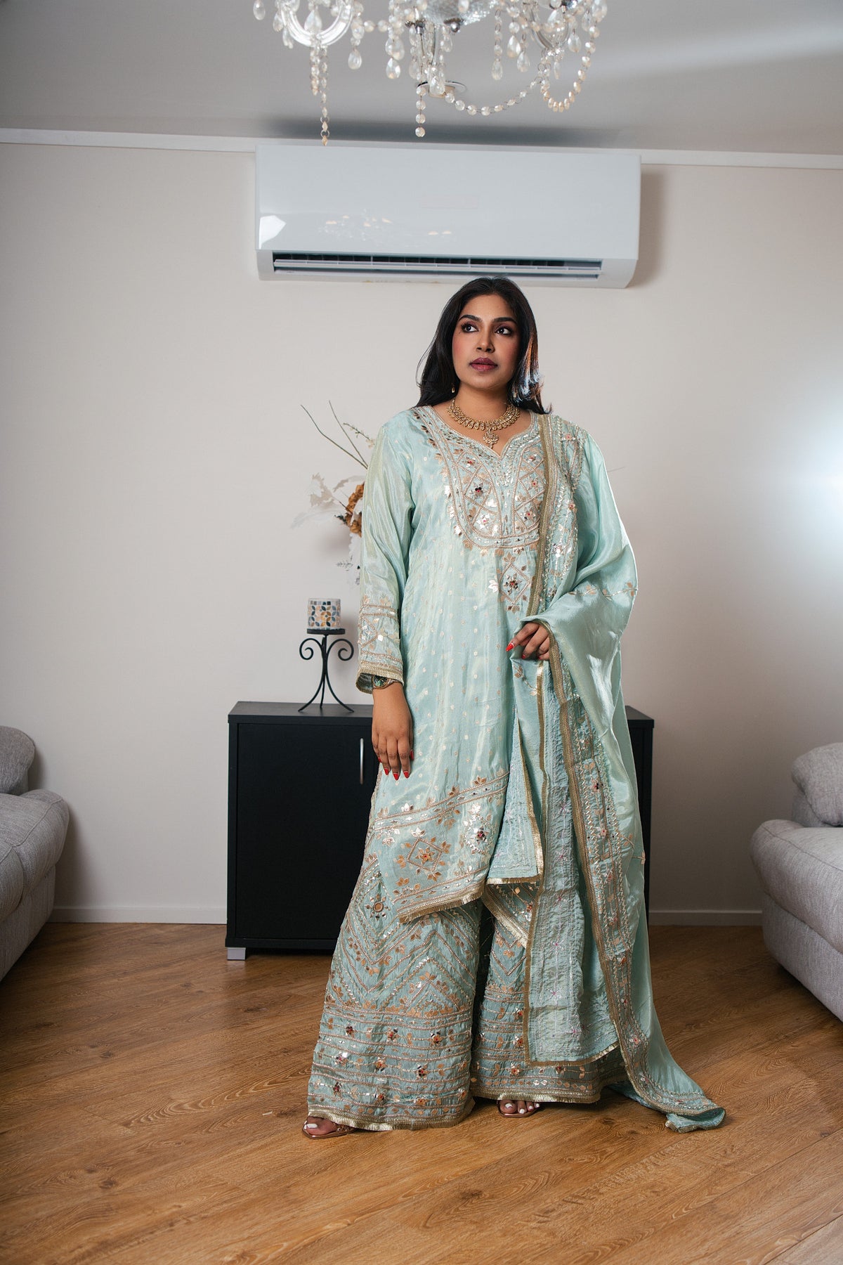 Crepe Chinon Sharara Set with Gotta Patti Work