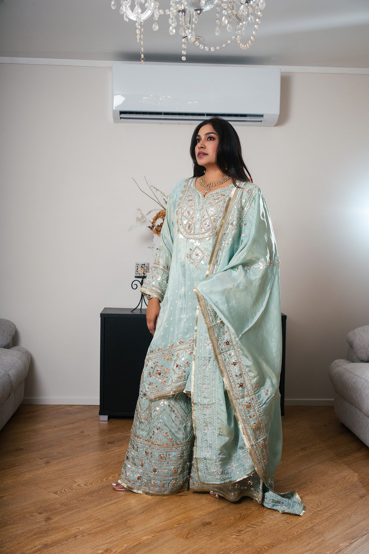 Crepe Chinon Sharara Set with Gotta Patti Work