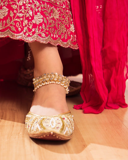 Fuchsia Georgette Gown & Skirt Set