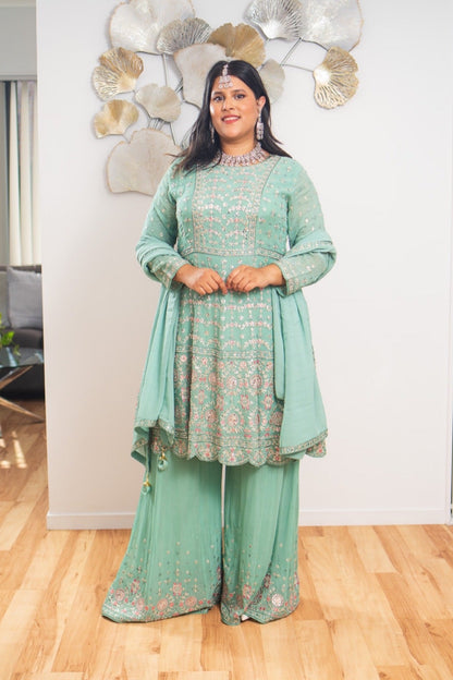 Peplum Crepe Chiffon Sharara